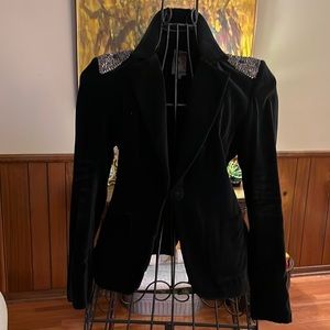 Yoana Baraschi Velvet Blazer with embellished shoulders
